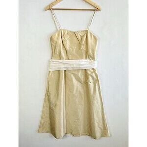 Watters & Watters Beige Raw Silk Sleeveless Cocktail Formal Dress Women's 10 NEW